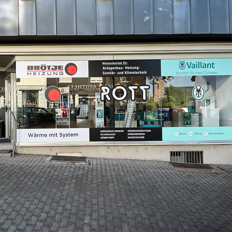 Außenaufnahme des Ladengeschäfts der Rott GmbH in Saarbrücken
